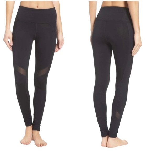 Free People Movement Lira Black Mesh Athletic Leggings Tights Women’s Large - Picture 2 of 12